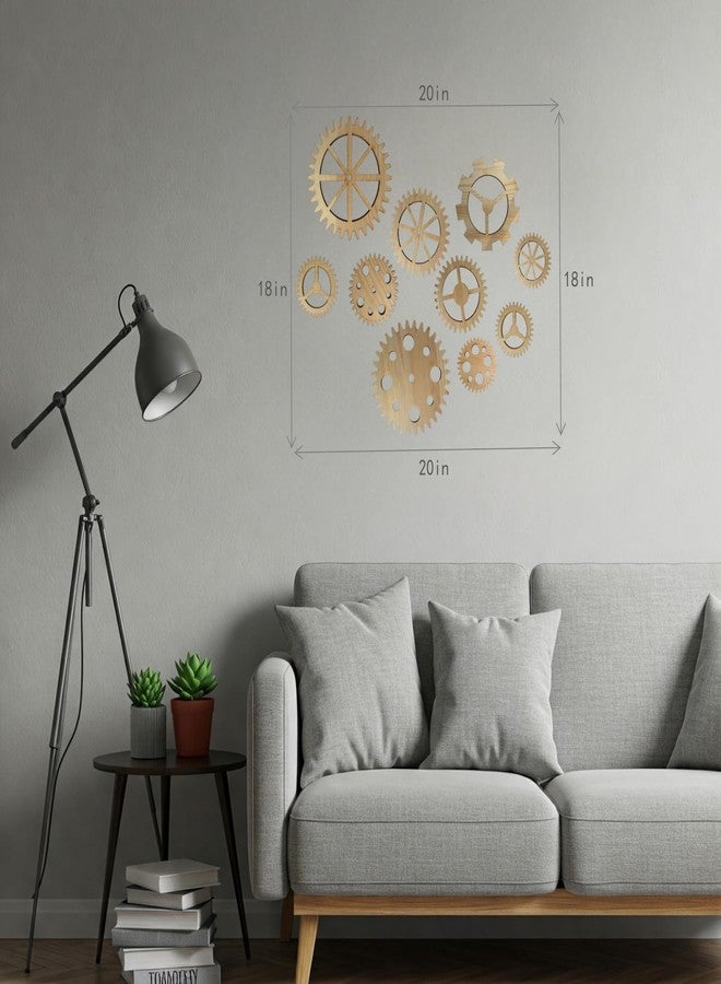 AMQUAL 10Pcs Steampunk Decor Wooden Gear Set, Industrial Vintage Wheels for Wall Hanging, Farmhouse, Bar & DIY Crafts (5.9In-3.1In) - Image 3